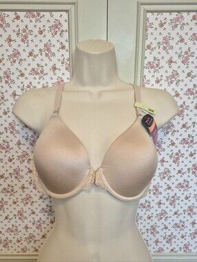 NWT Maidenform Front Close Beige/Nude T-Shirt Bra with Lace Accent 38B MSRP $40